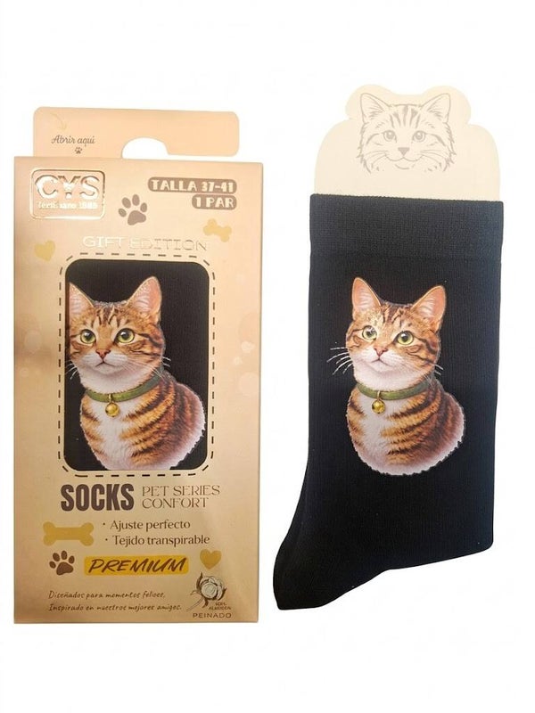 CALCETINES GATOS ATIGRADO NARANJA EU 37-41