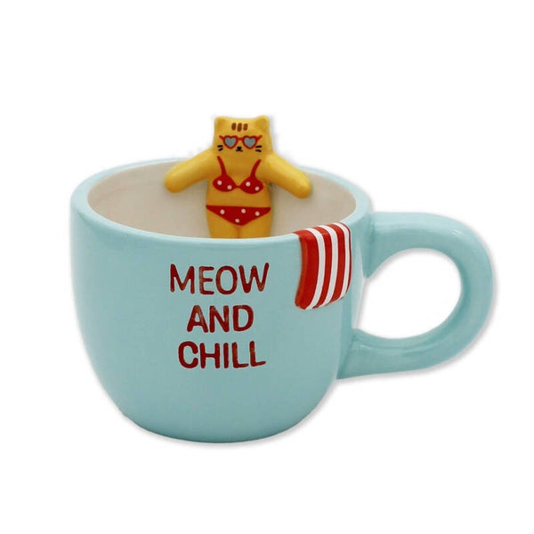 MUG GATO SOLEADO · COMPAÑERA DE PISCINA / POOL BUDDY SUNNY CAT