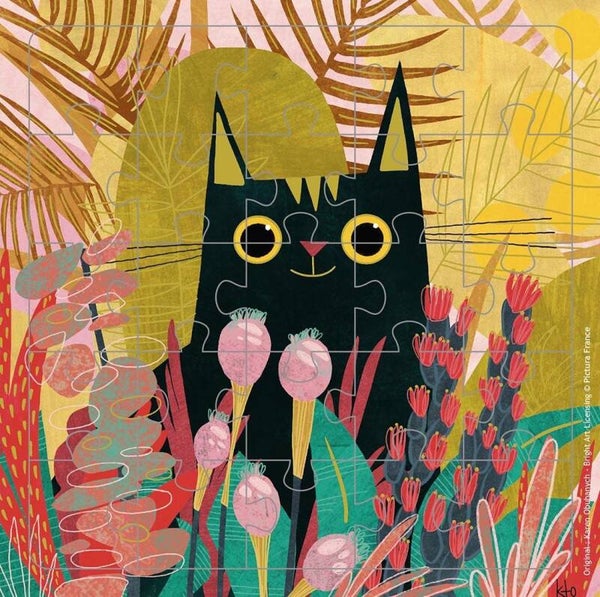 TARJETAS DE FELICITACIÓN PUZZLE PETIT CHAT NOIR GATO