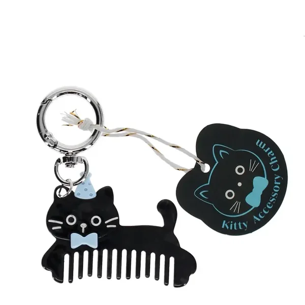 COLGANTE PARA BOLSO O LLAVERO: PEINE CON FORMA DE GATO NEGRO