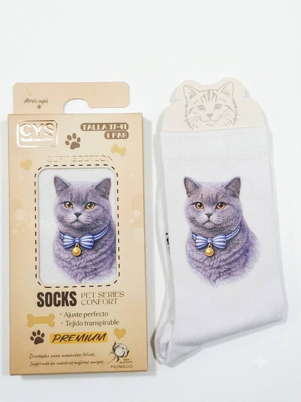 CALCETINES GATOS BRITISH AZUL EU 37-41