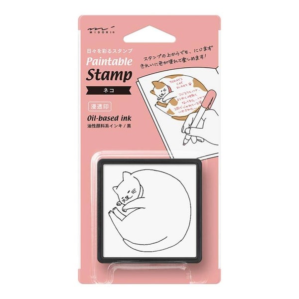 スタンプ 浸透印 ネコ柄/PAINTABLE STAMP PRE-INKED CAT GATO