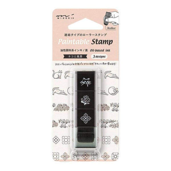 ペインタブルスタンプ ローラー /PAINTABLE STAMP ROLLER CAT & LANDSCAPE GATO
