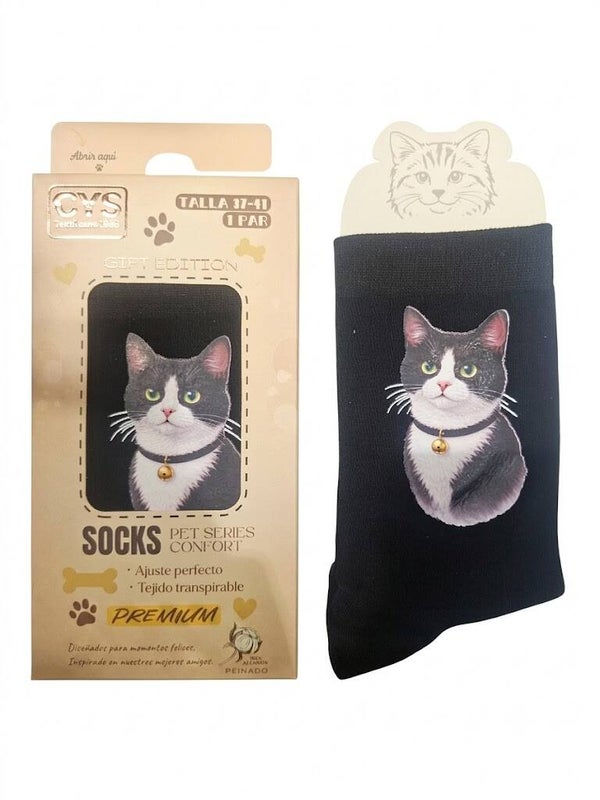 CALCETINES GATOS BLANCO Y NEGRO EU 37-41