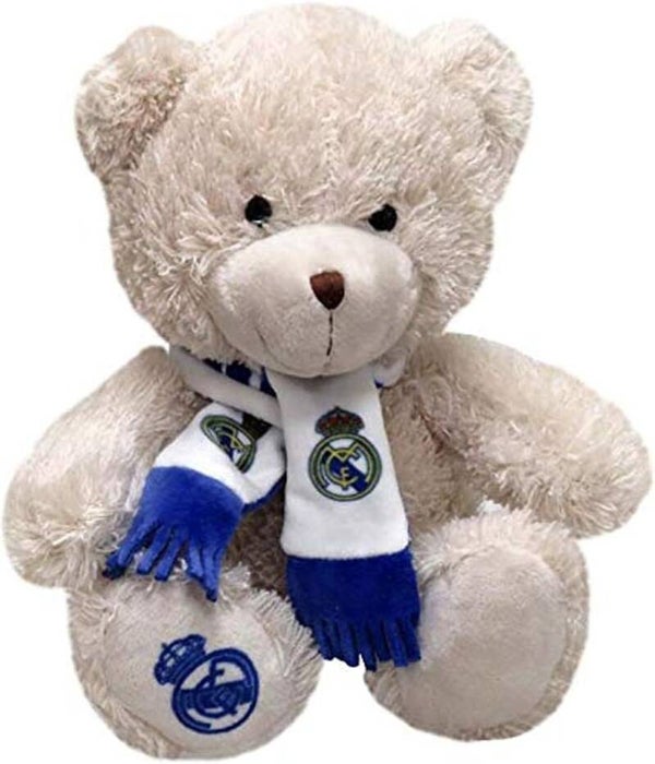 REAL MADRID PELUCHE OSITO CON BUFANDA 20 CM