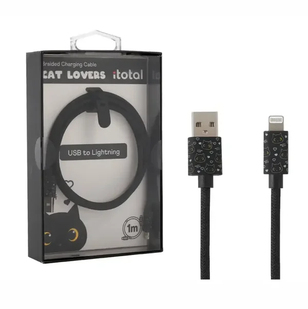 CABLE USB - LIGHTNING BLACK CAT GATO