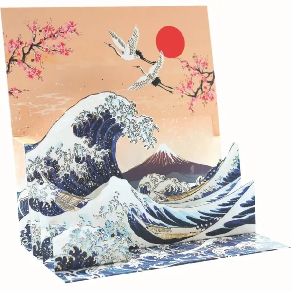 TARJETAS DE FELICITACIÓN 3D POP-UP VAGUE HOKUSAI
