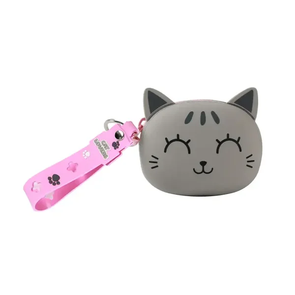 MONEDERO DE SILICONA GREY CAT GATO