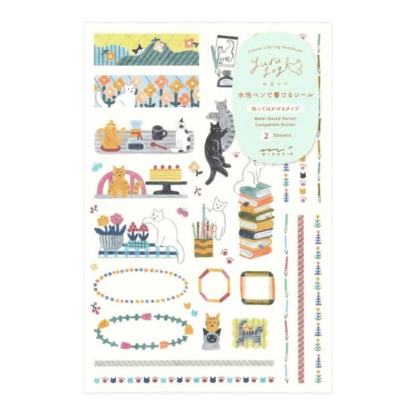 ネコ柄/YURU LOG STICKER 2 SHEETS CAT GATOS