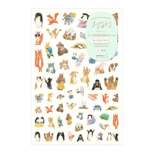 動物柄/YURU LOG STICKER 1 SHEET ANIMAL
