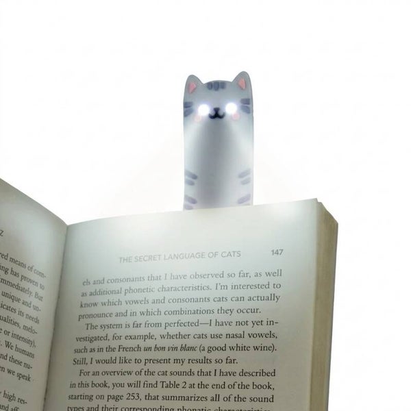 LUZ DE LECTURA Y MARCADOR DE PÁGINAS DE GATO / READING LIGHT AND BOOKMARK CAT