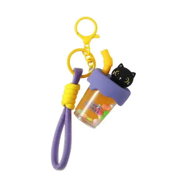 LLAVERO BUBBLE TEA BLACK CAT GATO