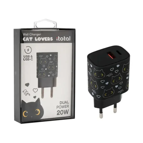 ENCHUFE USB 20W GATO NEGRO