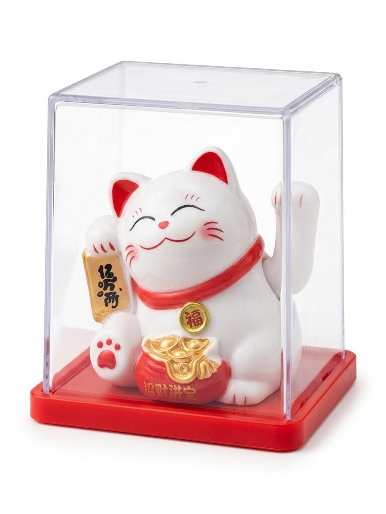 MUÑECO SOLAR MANEKI NEKO GATO DE LA SUERTE