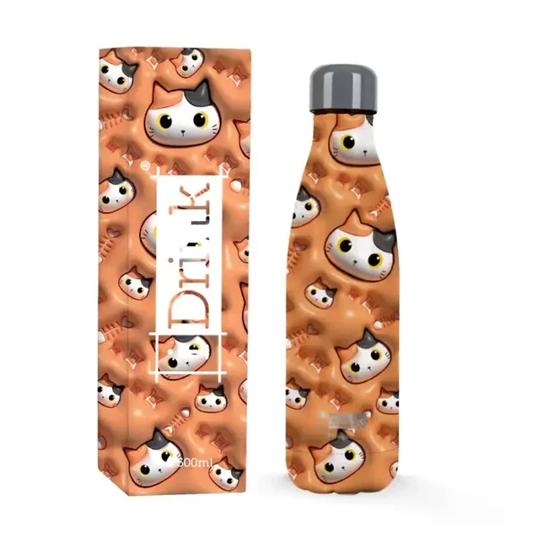 BOTELLA TÉRMICA 500 ML ORANGE CAT 3D GATO