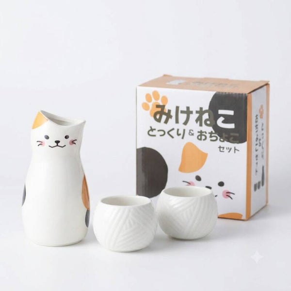 JUEGO DE BOTELLA DE SAKE GATO (SET DE SAKE)