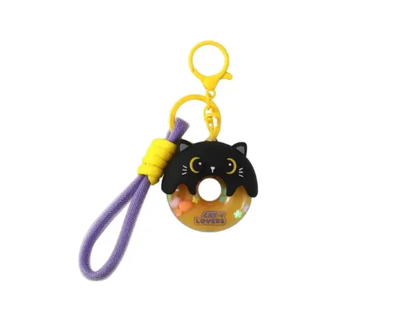 LLAVERO DONUT BLACK CAT GATO