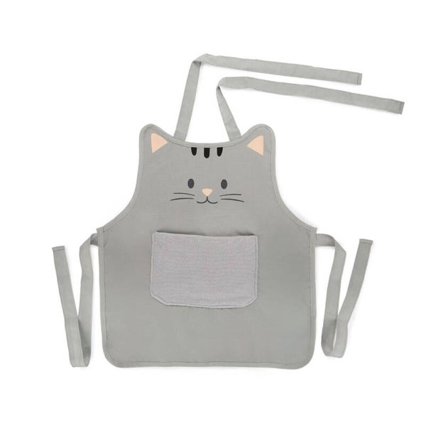 DELANTAL KITTY GRIS INFANTIL 50CM POLIÉSTER & GATO