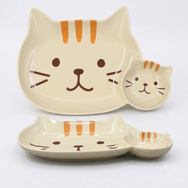 PLATO DE REJILLA DE CERÁMICA CON FORMA DE GATO
