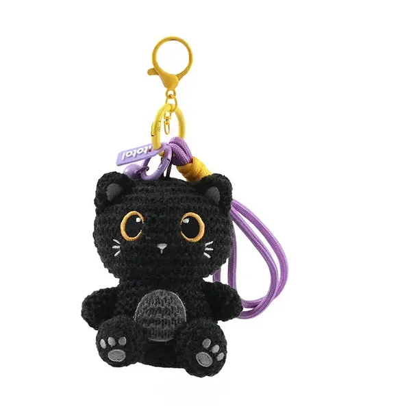 LLAVERO CROCHET GATO NEGRO