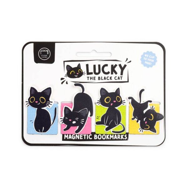SET DE MARCAPÁGINAS MAGNÉTICOS GATO NEGRO LUCKY THE BLACK CAT