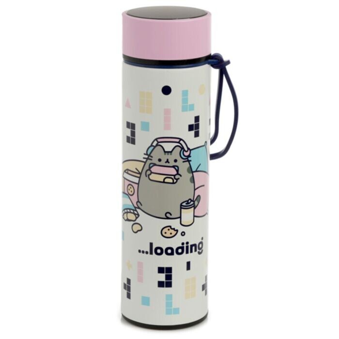 BOTELLA TERMO CON TERMÓMETRO GATO PUSHEEN JUGUETÓN