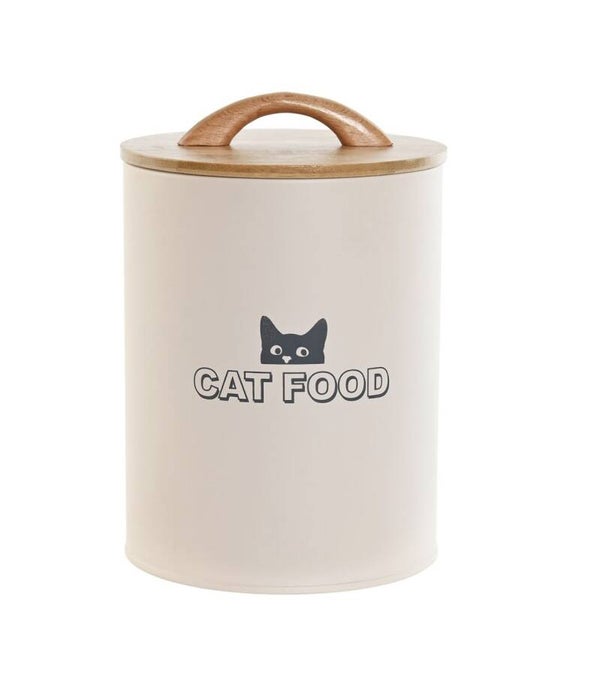 BOTE METAL BAMBU 14X14X20 2,5L COMIDA BEIGE GATO
