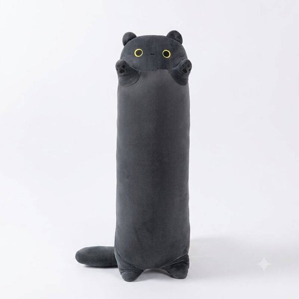 COJÍN LARGO DE PELUCHE GATO 70CM NEGRO