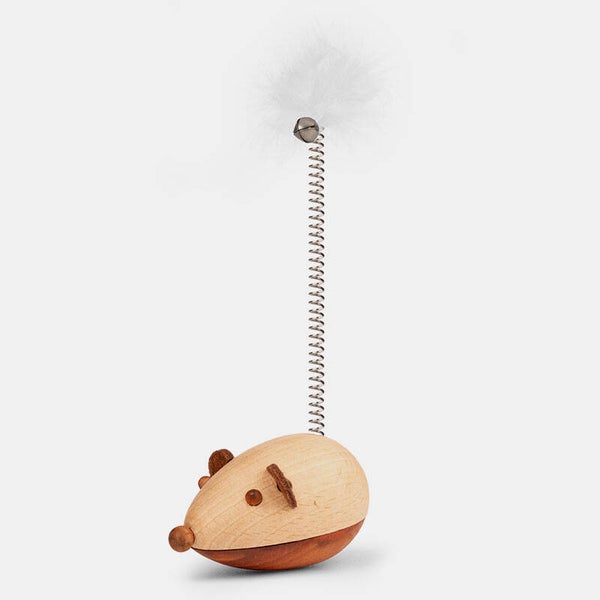 JUGUETE GATO RATÓN DE MADERA