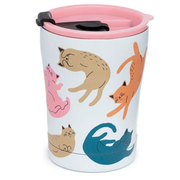 TAZA TÉRMICA PARA LLEVAR DE ACERO INOXIDABLE - VIDA DE GATO - 300ML