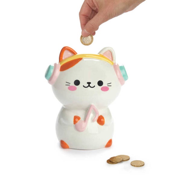 HUCHA KAWAII MEDOLY BLANCO CERÁMICA & GATO