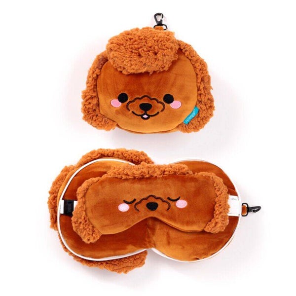 ALMOHADA DE VIAJE CON ANTIFAZ RELAXEAZZZ ADORAMALS GIGI EL CANICHE TOY