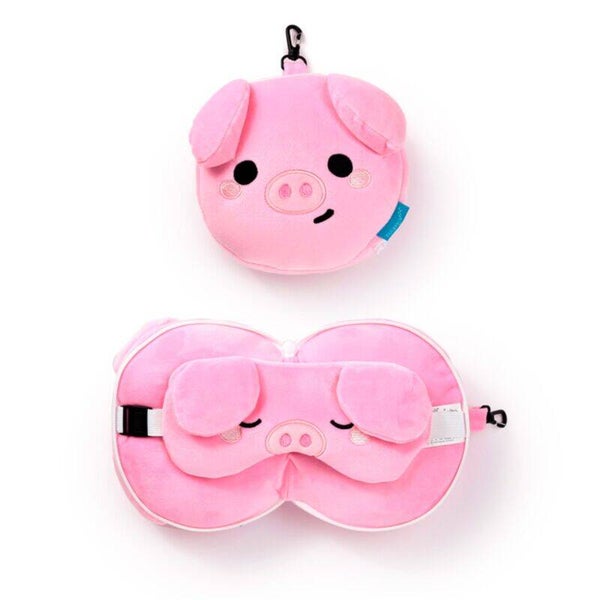 ALMOHADA DE VIAJE CON ANTIFAZ RELAXEAZZZ ADORAMALS OLIVER EL CERDITO