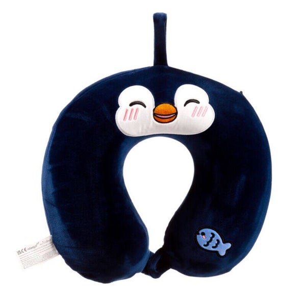 ALMOHADA DE VIAJE CON MEMORIA DE FORMA RELAXEAZZZ EL PINGÜINO NICO