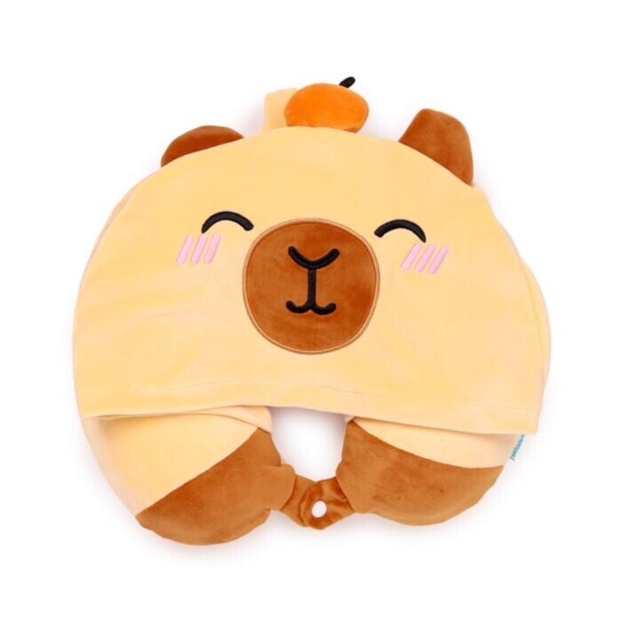 ALMOHADA DE VIAJE CON MEMORIA Y CAPUCHA HOODEAZZZ DUKE EL CAPIBARA