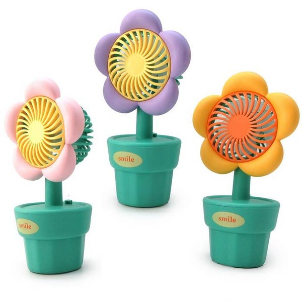 VENTILADOR PORTÁTIL RECARGABLE FORMA MACETA DE FLORES