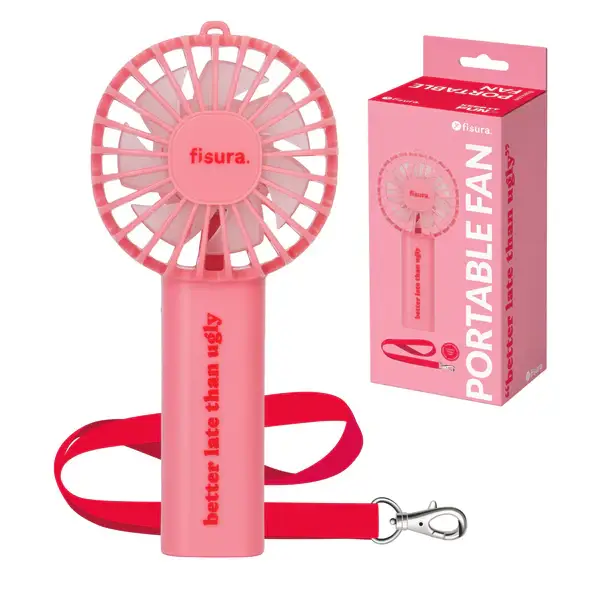 VENTILADOR PORTATIL"BETTER LATE THAN UGLY" ROSA