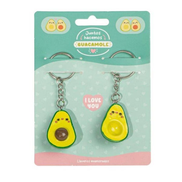 SET DE 2 LLAVEROS CON FORMA 3D KAWAII AGUACATE