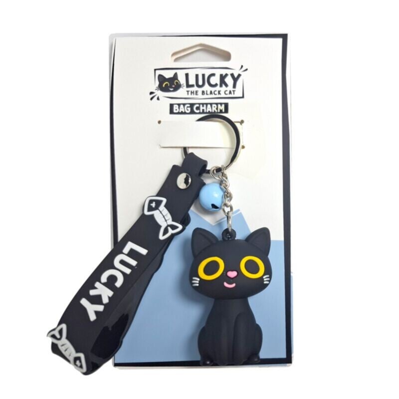 LLAVERO 3D CON FORMA GATO NEGRO LUCKY THE BLACK CAT
