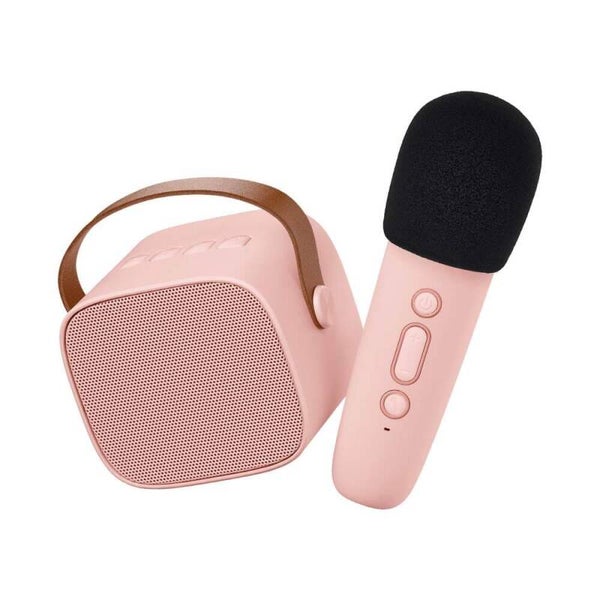 KARAOKE - ALTAVOZ BLUETOOTH CON MICRÓFONO ROSA