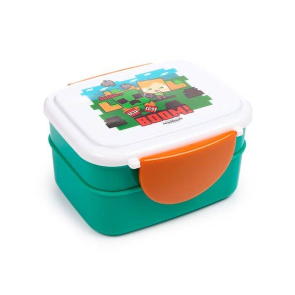 FIAMBRERA TÁPER BENTO CON CIERRE EN CLICK Y CUBIERTOS MINECRAFT SSS