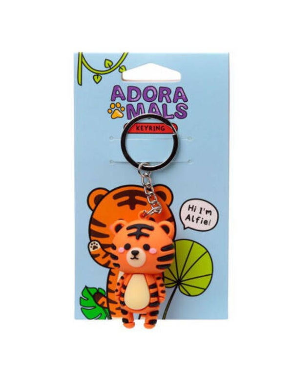 LLAVERO 3D DE PVC EL TIGRE ALFIE ANIMALES ADORABLES ADORAMALS