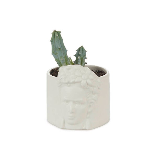 MINI MACETA FRIDA BLANCO CERÁMICA