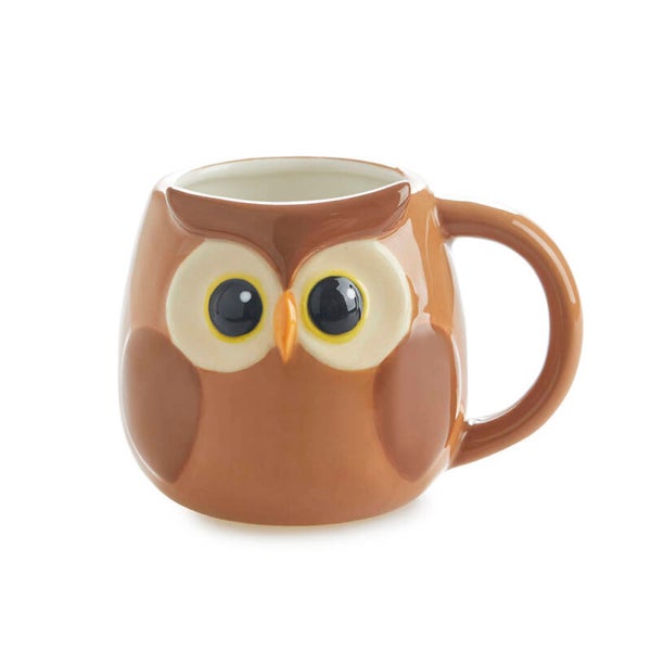 MUG BÚHO MARRÓN 400ML CON ASA CERÁMICA