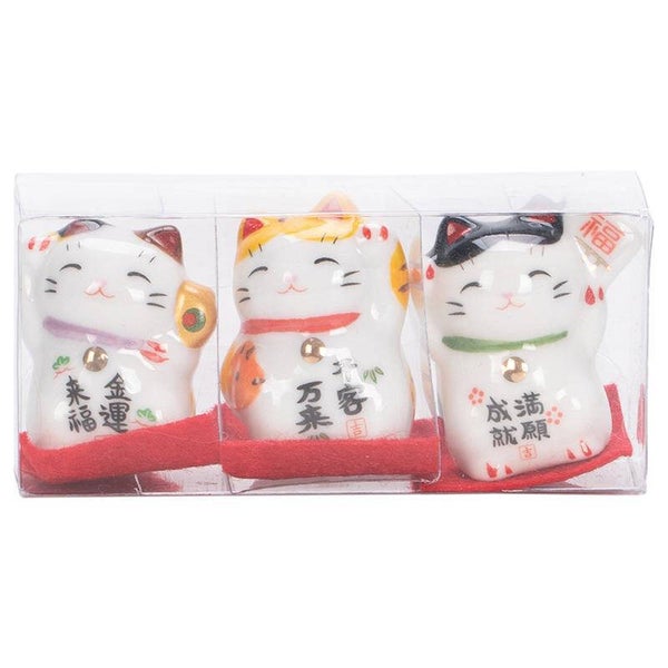 JUEGO DE 3 MANEKI NEKO & GATO DE LA SUERTE