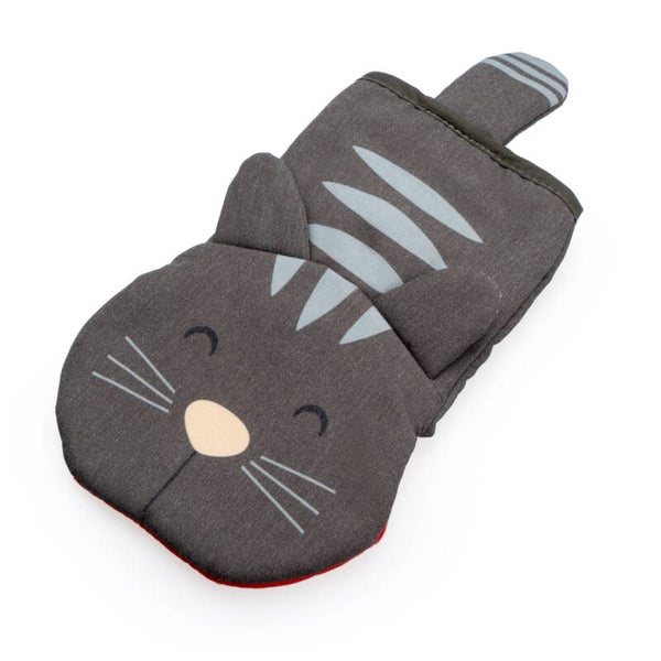 MANOPLA COCINA MEOW! GRIS POLIÉSTER/SILICONA & GATO