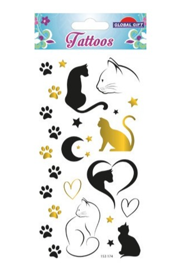 TATUAJES TEMPORALES GATOS Y HUELLAS