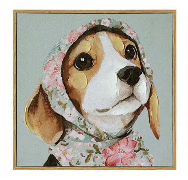 CUADRO LIENZO MDF 30X2X30 PERRO BEAGLE