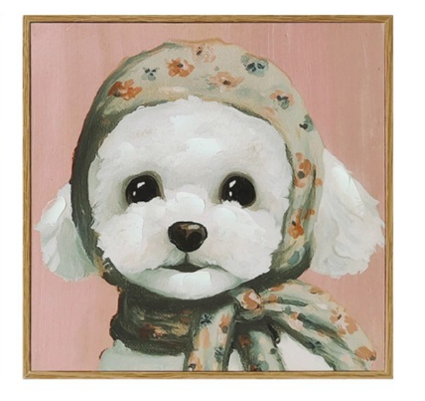CUADRO LIENZO MDF 30X2X30 PERRO BICHO MALTÉS