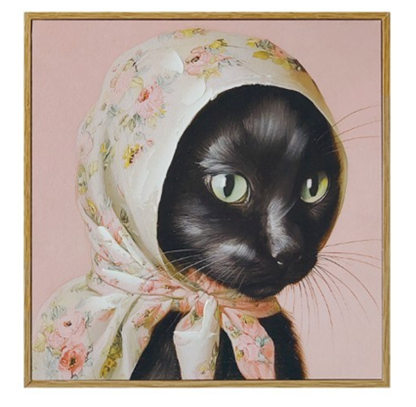 CUADRO LIENZO MDF 30X2X30 GATO NEGRO